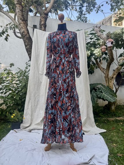 Leaf Printed Pleated Dress